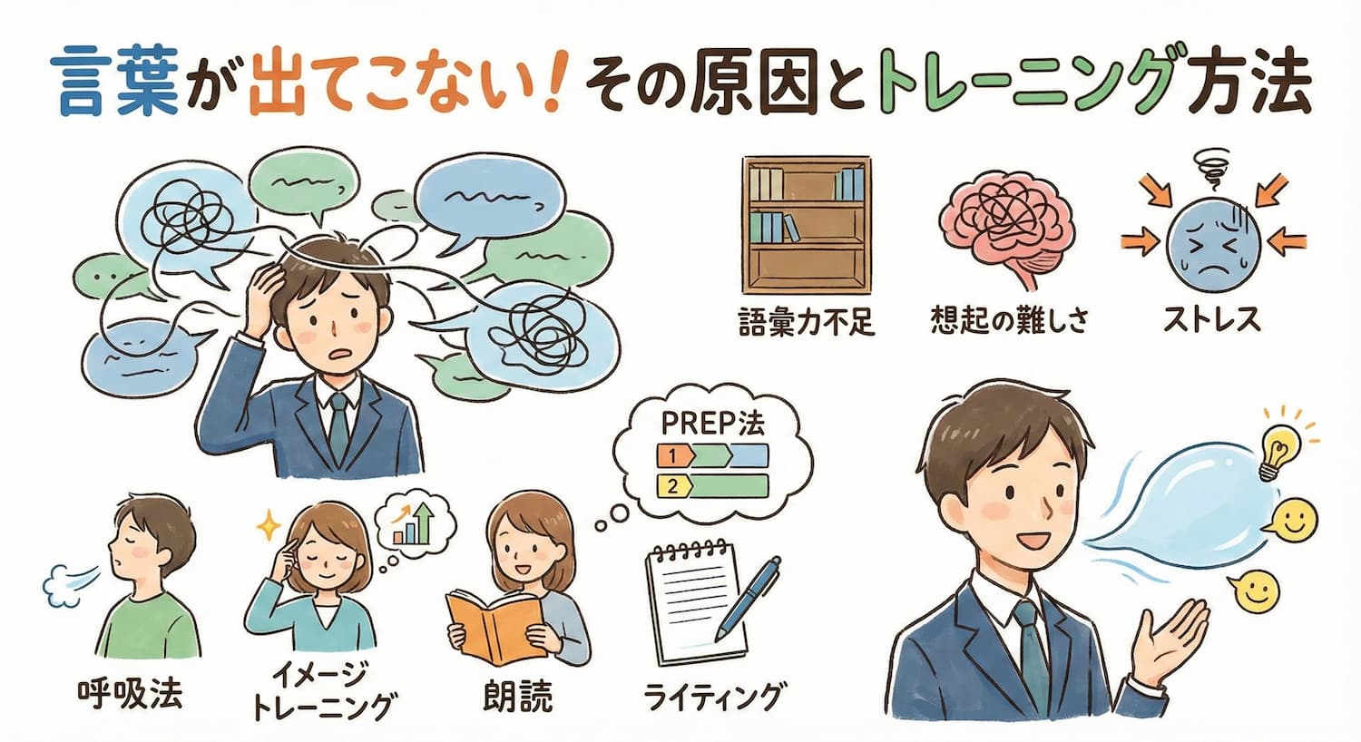 商談やプレゼンなどで言葉が出てこない人の原因とお手軽トレーニング法